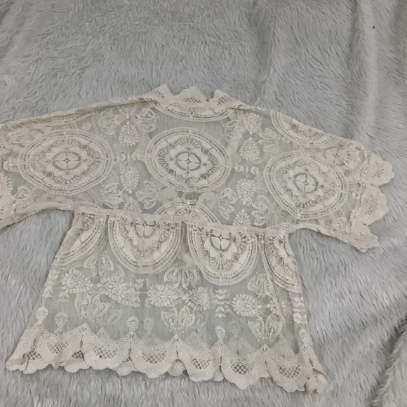 Jens pirate booty women’s cream floral lace boho top size small - Picture 9 of 11